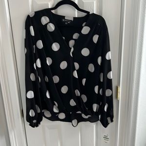 I.N.C. International Concepts Sprinkle Dot Surplice Top-Size Large -NWT